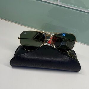 Ray-Ban Gold Frame Green Lens Aviator Sunglasses for Men